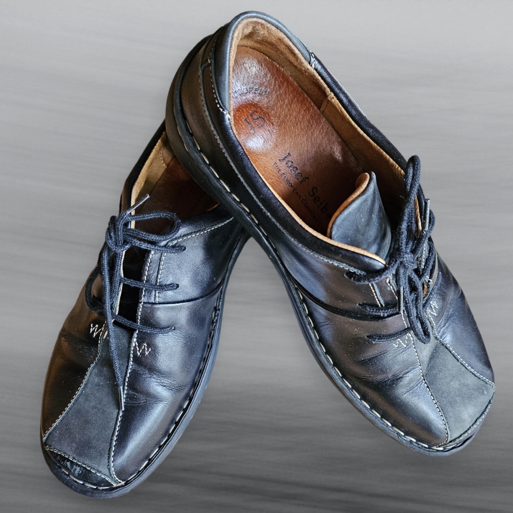 Josef Seibel Black Leather Loafer EU Size 38 US Size 7.5